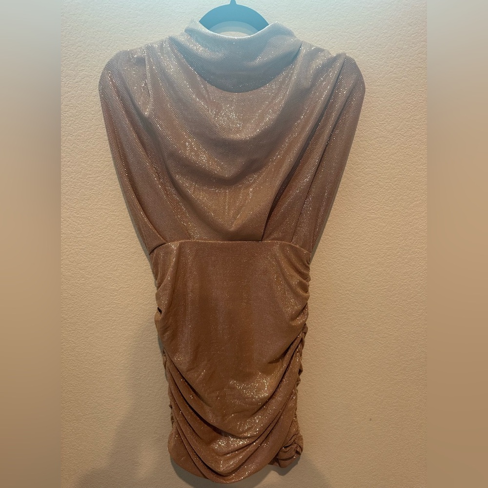 Line & Dot Brown Asymmetrical Sheath Dress